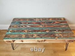 Painted Pallet Coffee Table With Industrial Hairpin Legs