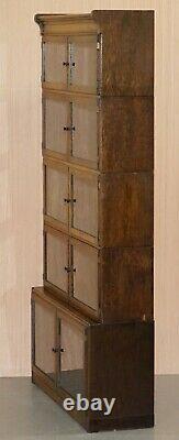 Pair Of Circa 1900 Oak Modular Minty Oxford Antique Stacking Legal Bookcases