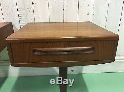 Pair Of Gplan Bedside Cabinets Floating Retro Mid Century Danish Table Vtg Lamp