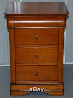 Pair Of Large Solid Cherry Wood Bedside Table Chest Of Drawers Part Of A Suite