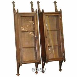 Pair Of Rare Circa 1800 Gothic Revival Wall Hanging Cabinets Bookcases Cupboards
