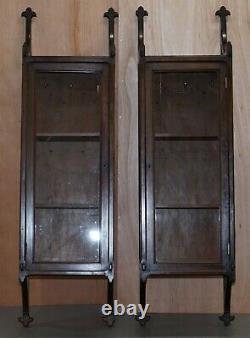 Pair Of Rare Circa 1800 Gothic Revival Wall Hanging Cabinets Bookcases Cupboards