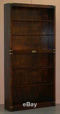 Pair Of Rrp £6550 Harrods Kennedy Military Campaign Library Bookcases Mahogany