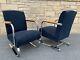 Pair Of Art Deco Lloyd Kem Weber Style Chrome Springer Arm Chairs