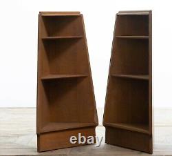 Pair of Mid Century Triangular Heals Style Limed Oak Bookcases Shelves