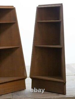 Pair of Mid Century Triangular Heals Style Limed Oak Bookcases Shelves