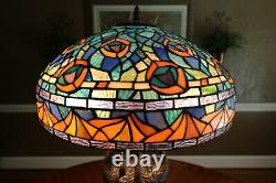 Peacock Tiffany Style Table Lamps-3 Light- Sold as a Pair