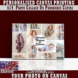 Personalised Photo On Canvas Print, COLLAGE x13 Customized Framed Picture CANVAS