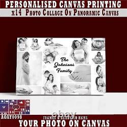 Personalised Photo On Canvas Print, COLLAGE x13 Customized Framed Picture CANVAS