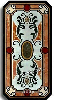 Pietra Dura Art Dining Table Top Black Marble Center table for Hotel 18 x 36