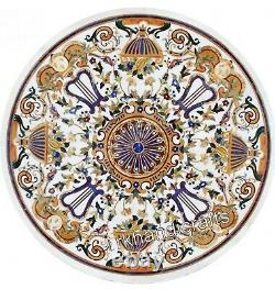 Pietra Dura Art Living Room Decor Table White Marble Dining Table Top 70 Inches
