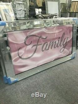 Pink family sparkle glitz mirrored picture, glitter picture mirror frame