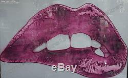 Pink lips with shimmer, liquid art & mirror frame picture
