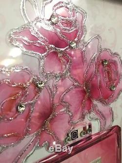 Pink perfume bottle glitter picture with mirror diamond sparkle frame