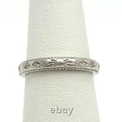 Platinum Art Deco Style Repousse Design Wedding Band Ring
