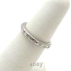 Platinum Art Deco Style Repousse Design Wedding Band Ring