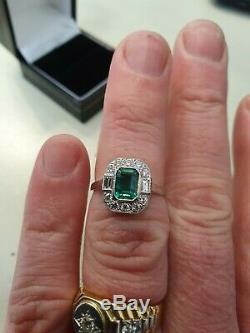 Platinum Emerald And Diamond ART DECO Style Ring