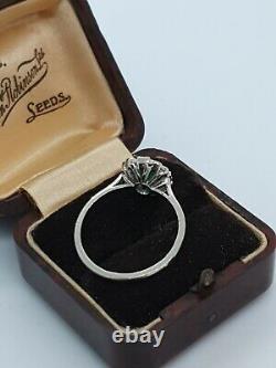Platinum Emerald & Diamond Ring ART DECO style Size O