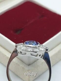 Platinum Sapphire And Diamond Art Deco Style Ring