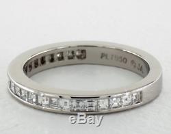 Platinum carre channel set diamond wedding anniversary band ring Art Deco style