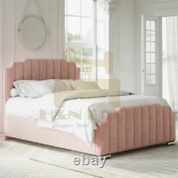 Plush Velvet Double Ottoman Gas Lift Storage Bed Frame ArtDeco Crown 5ft, 6ft, 3ft