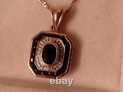 Preowned Art Deco Style Sapphire and Diamond 9ct Gold Pendant on 9ct Gold Chain