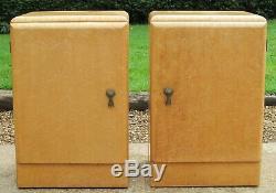 Pretty Pair of Art Deco Birds Eye Maple Bedside Cabinets Side Tables Cupboards