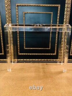 Q' Modern Acrylic Console / Standing Table with 4 High Legs in Art Deco Style