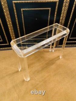 Q' Modern Acrylic Console / Standing Table with 4 High Legs in Art Deco Style