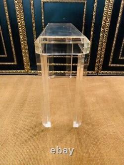 Q' Modern Acrylic Console / Standing Table with 4 High Legs in Art Deco Style