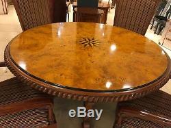 Quality Jacobean French Period Burl Art Dec Solid Burr Ornate Round Dining Table