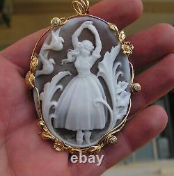 RARE Vintage Style Art Deco Carved Shell Cameo classic dancer Made in ITALY