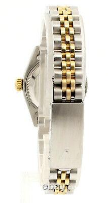 ROLEX Oyster Perpetual 18k & Steel Datejust 26mm Blue MOP Dial Diamond Watch
