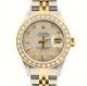 Rolex Oyster Perpetual 18k & Steel Datejust 26mm White Mop Dial Diamond Watch