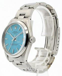 ROLEX Oyster Perpetual Date 34mm Blue Dial Stainless Steel Men's Watch