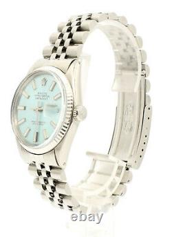 ROLEX Oyster Perpetual DateJust 36mm ICE BLUE luminescent Dial Steel men's Watch