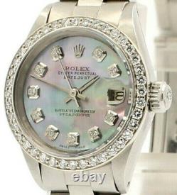 ROLEX Oyster Perpetual Datejust 26mm TAHITIAN Dial Stainless Steel Diamond Watch