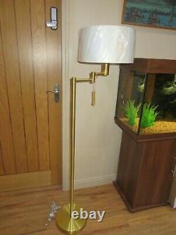 Ralph Lauren Signature Swing Arm Brass Floor Lamp Weighted Base With Shade GOLD