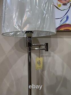 Ralph Lauren Signature Swing Arm Silver Floor Lamp Weighted Base Shade Metal