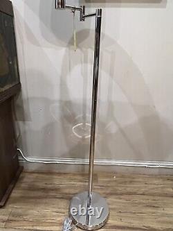 Ralph Lauren Signature Swing Arm Silver Floor Lamp Weighted Base Shade Metal
