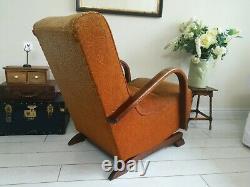 Rare Bentwood Banana Armchair Rocking Chair 1930's Halabala Art Deco style