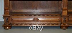 Rare Dutch Hand Carved Solid Oak Triple Bank Library Bookcase Fully Dismantles