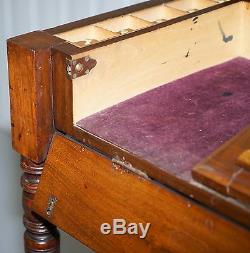 Rare Stunning Victorian Walnut Campaign Used Military Desk Hidden Writing Slope