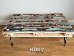 Reclaimed Wood Retro Pallet Coffee Table With Industrial Hairpin Legs