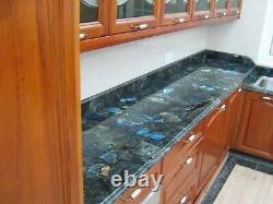 Resin Coffee Table Top with Labradorite Square Shape Entryway table for Home