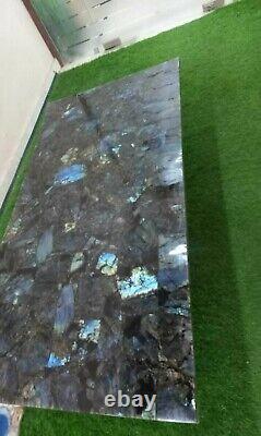 Resin Coffee Table Top with Labradorite Square Shape Entryway table for Home