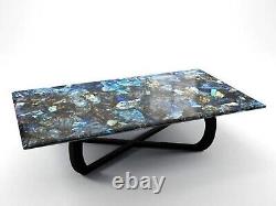 Resin Coffee Table Top with Labradorite Square Shape Entryway table for Home