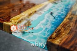 Resin River Epoxy Sea Center Dining Table Wooden Handmade Home Decor Furniture