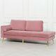 Retro Art Deco Style Pink Velvet Chaise Longue With Gold Legs Lounge Day Bed