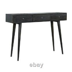 Retro Art Deco Vintage Style Ash Black Dark Wood 3 Drawer Console Hallway Table